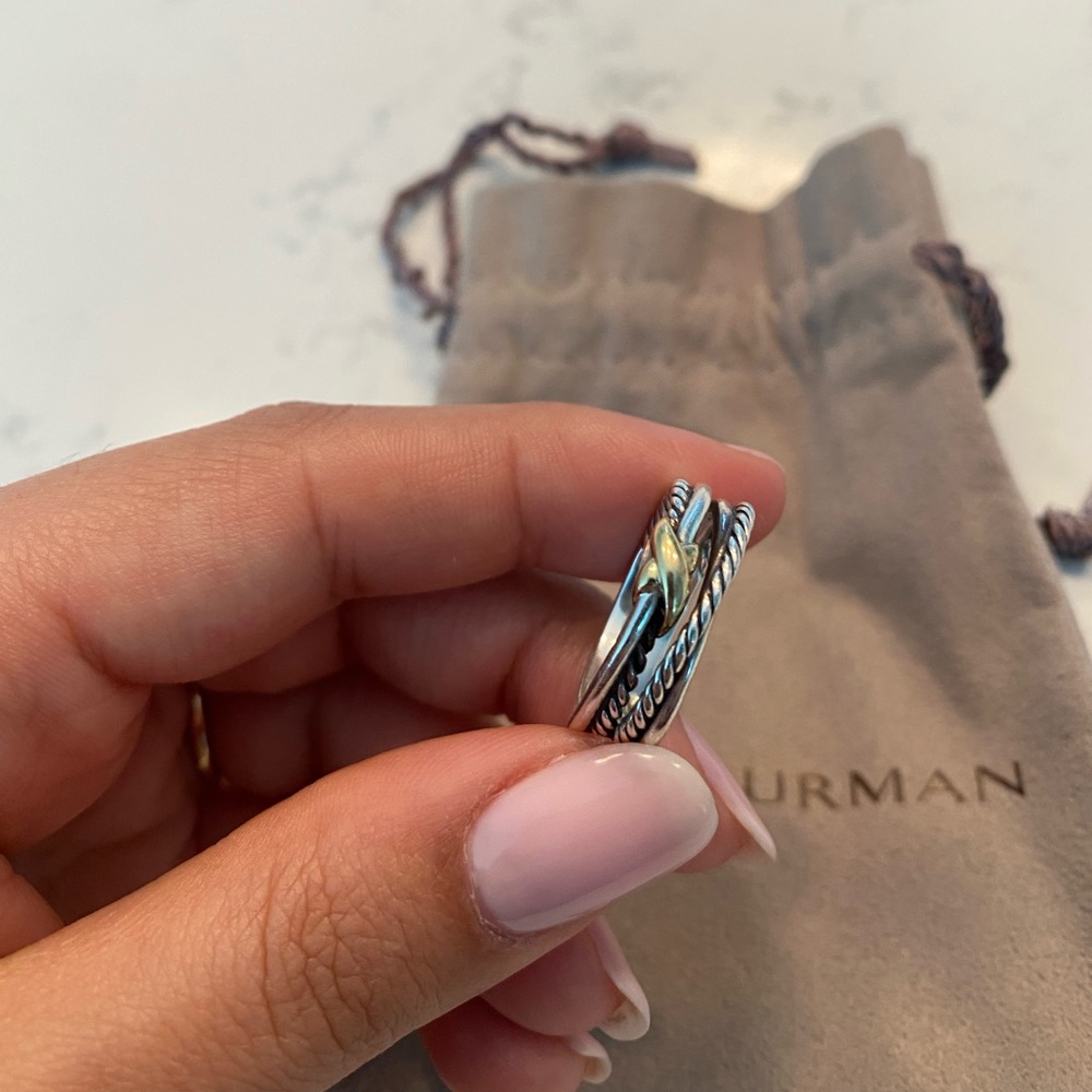 X Crossover Ring with 18K Gold